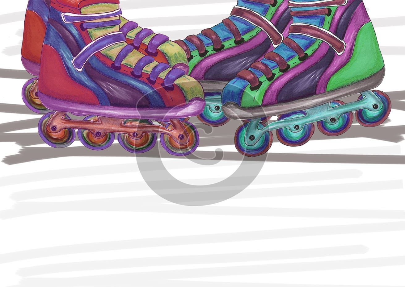YSTEP Rollschuh-Geburtstagseinladungen - 20 Karten Mit Umschlägen, 10,2x15,2 Cm, Neon-Design