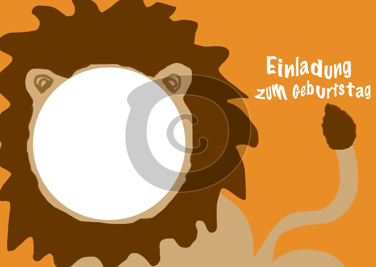 Kindergeburtstag Einladungskarte Lowe Mit Foto Zum Einfugen